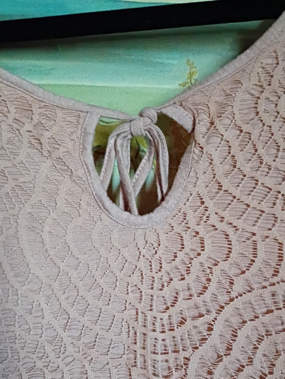 XL LC Lauren Conrad Dusty Peach Color Lace Tank Top with Tie Back Boho Beach - Picture 5 of 10